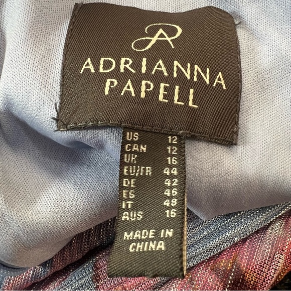 Adrianna Papell blue floral evening gown cocktail formal dress MOB black tie 12 - Picture 8 of 15